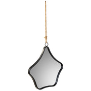 Specchio in metallo e corda marrone 37x3x41,5h