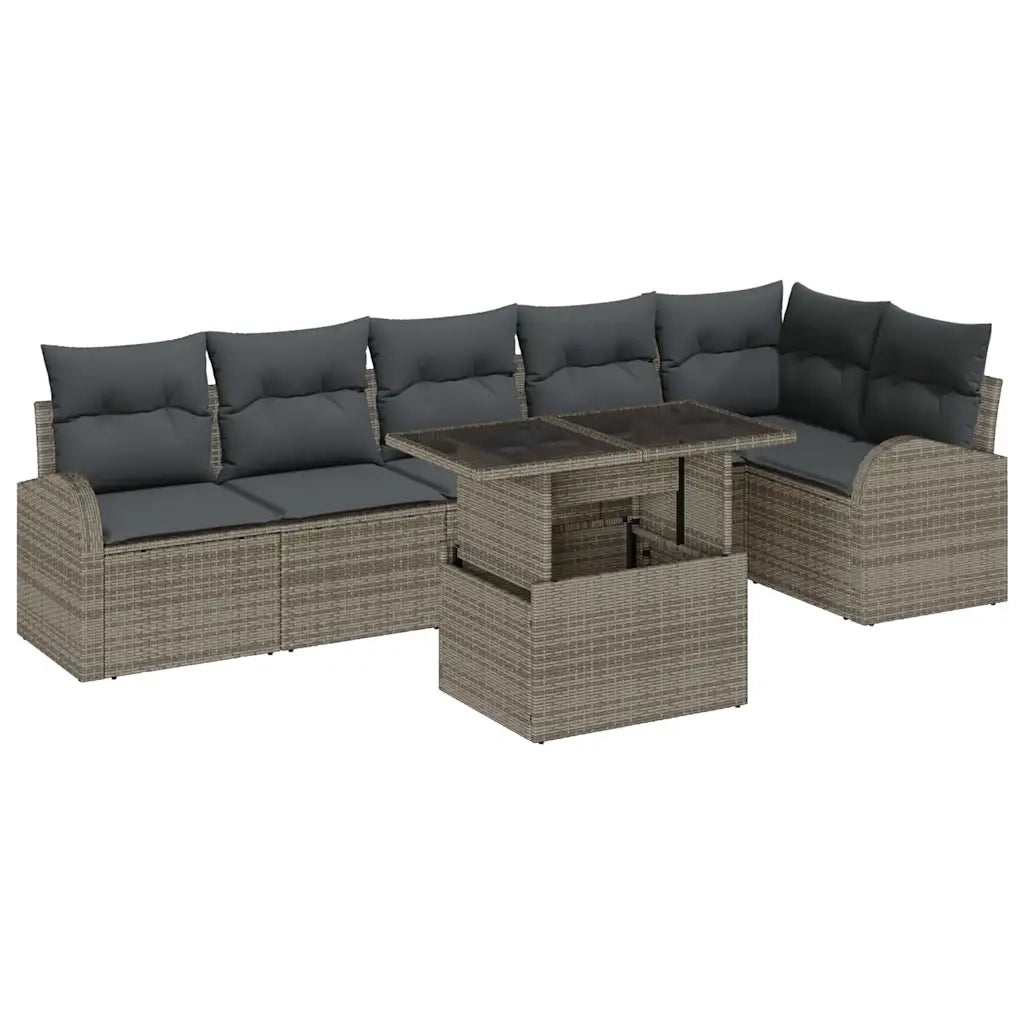 Set Divano da Giardino con cuscino 7 pcs Grigio polyrattan 3348655