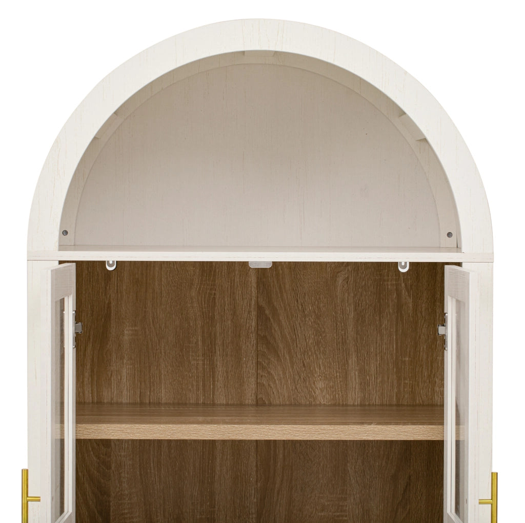 CREDENZA ALTA 76,2x40,1x180 cm Bianca in MDF e Vetro