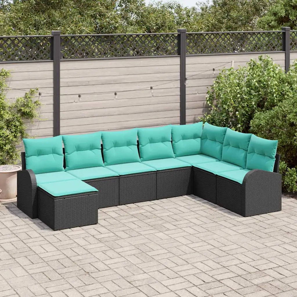 Set di divani con cuscino 8 pcs Nero e Turchese polyrattan 3354835