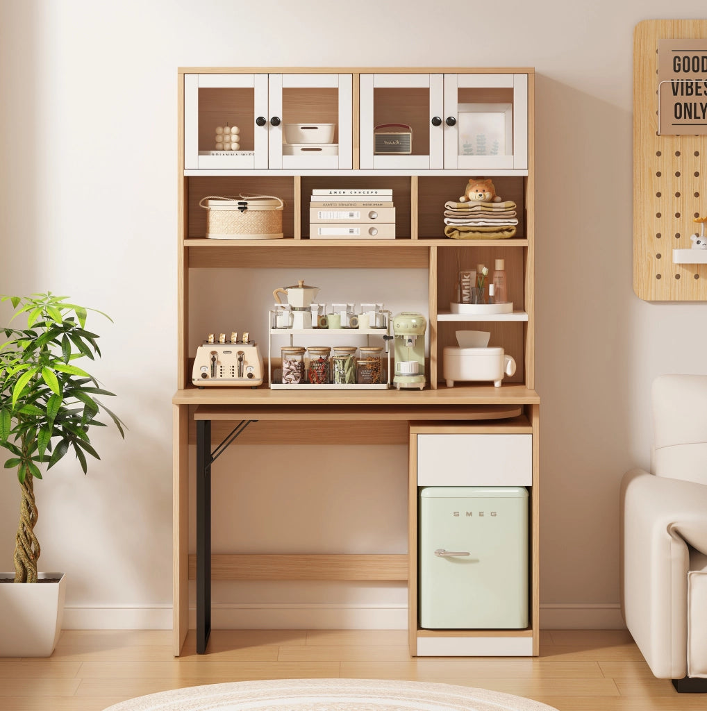 Scrivania girevole con colonna in MDF, bianco naturale, 180 cm