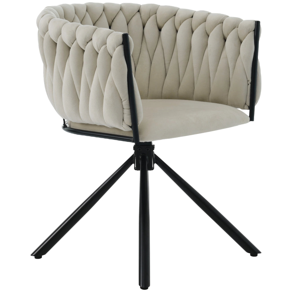 Sedia da Pranzo Girevole in Velluto, Set 4 Pezzi ¨C Xylo ¨C Beige, Gambe in Metallo