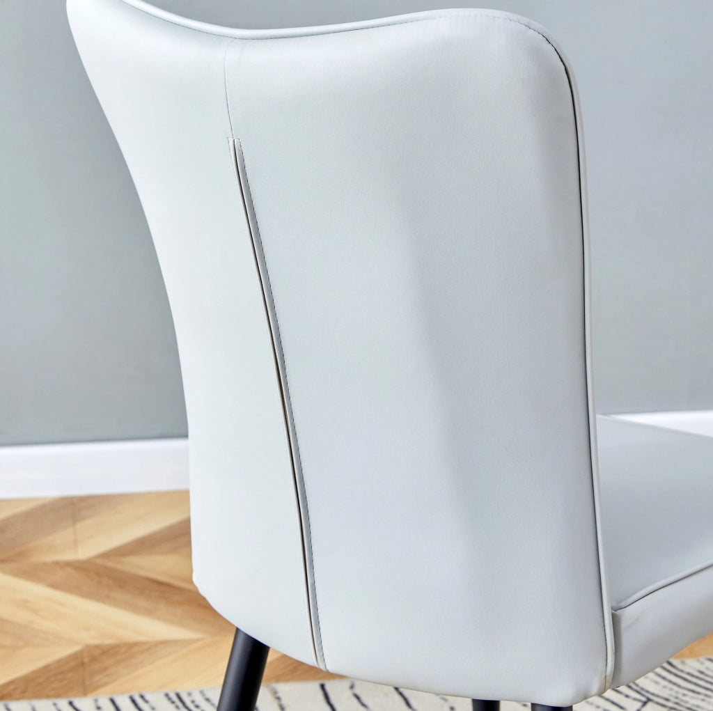 Set tavolo da pranzo rotondo Ø 100 cm con 4 sedie in PU grigio chiaro HOMVRA
