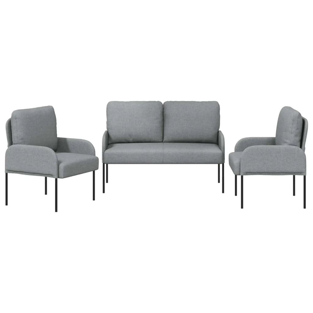 Set divani con cuscino 3 pcs Grigio chiaro 115 x 56 x 80 cm 3406208