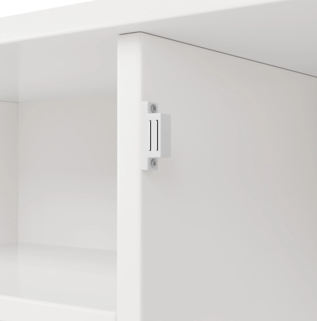 Mobile buffet da cucina 120x40x188 cm con 4 ante, 2 cassetti e portabottiglie bianco HAVRYA