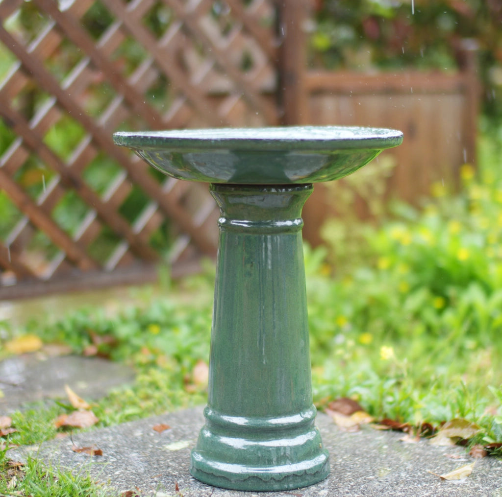 ABBEVERATOIO per Uccelli in Ceramica  31,5 cm Verde Scuro