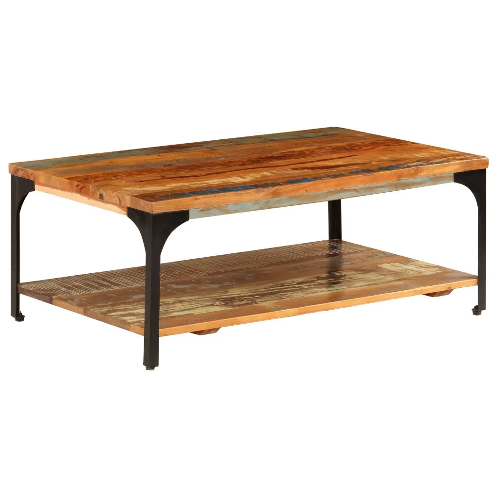 Tavolino da salotto | Tavolino da caff¨¨ | Tavolino da Soggiorno con Mensola 100x60x35 cm Massello di Recupero
