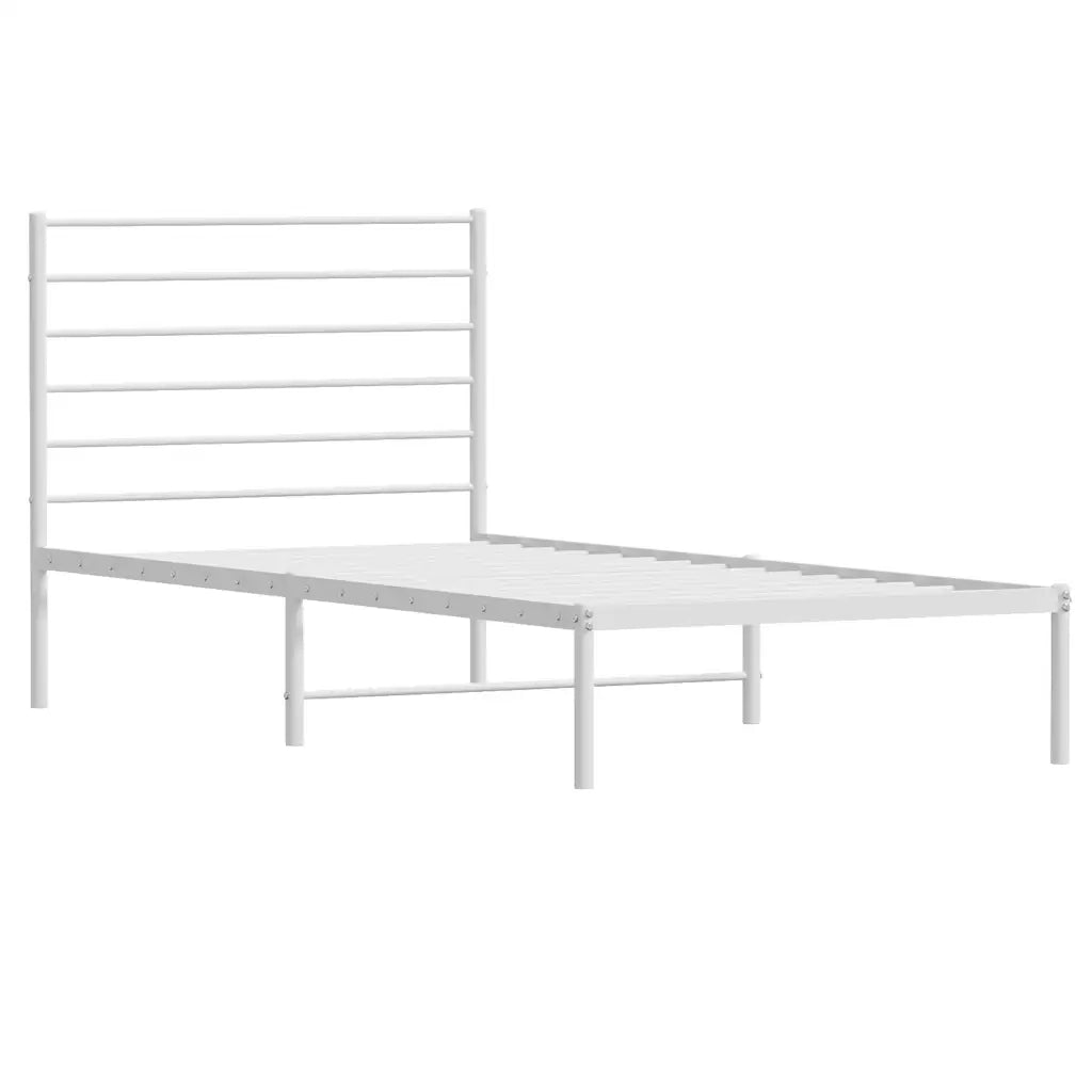 Letto singolo | Letto per adulti | Giroletto senza Materaso con Testiera Metallo Bianco 75x190 cm