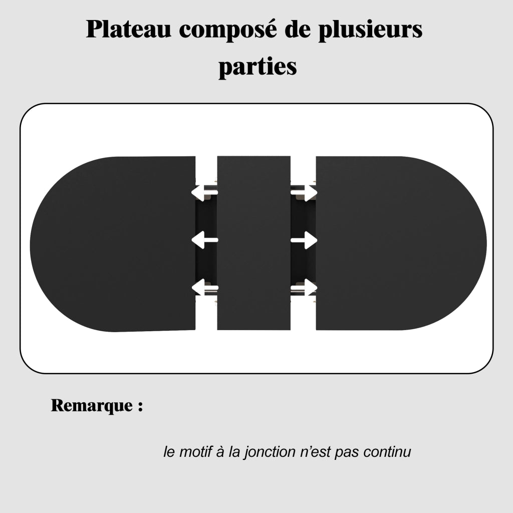 Tavolo allungabile con piano telescopico e gambe scanalate, per cucina e soggiorno, in MDF nero, 120-160 × 80 × 75 cm