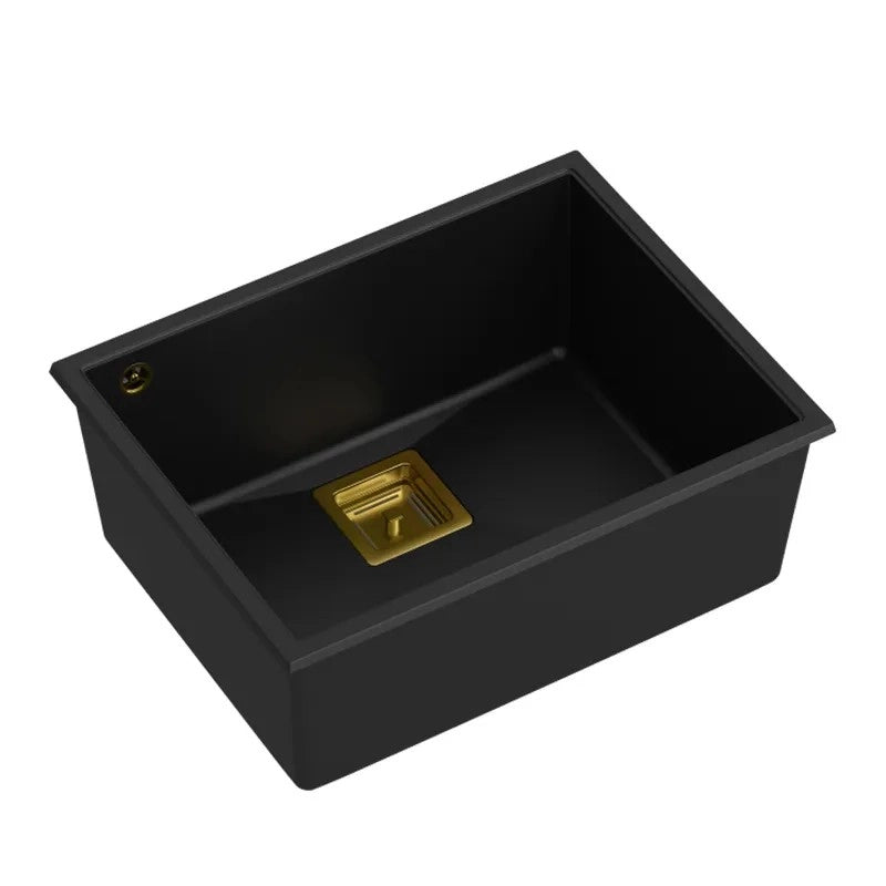 Lavello In Granito David 50 Black Tappo oro