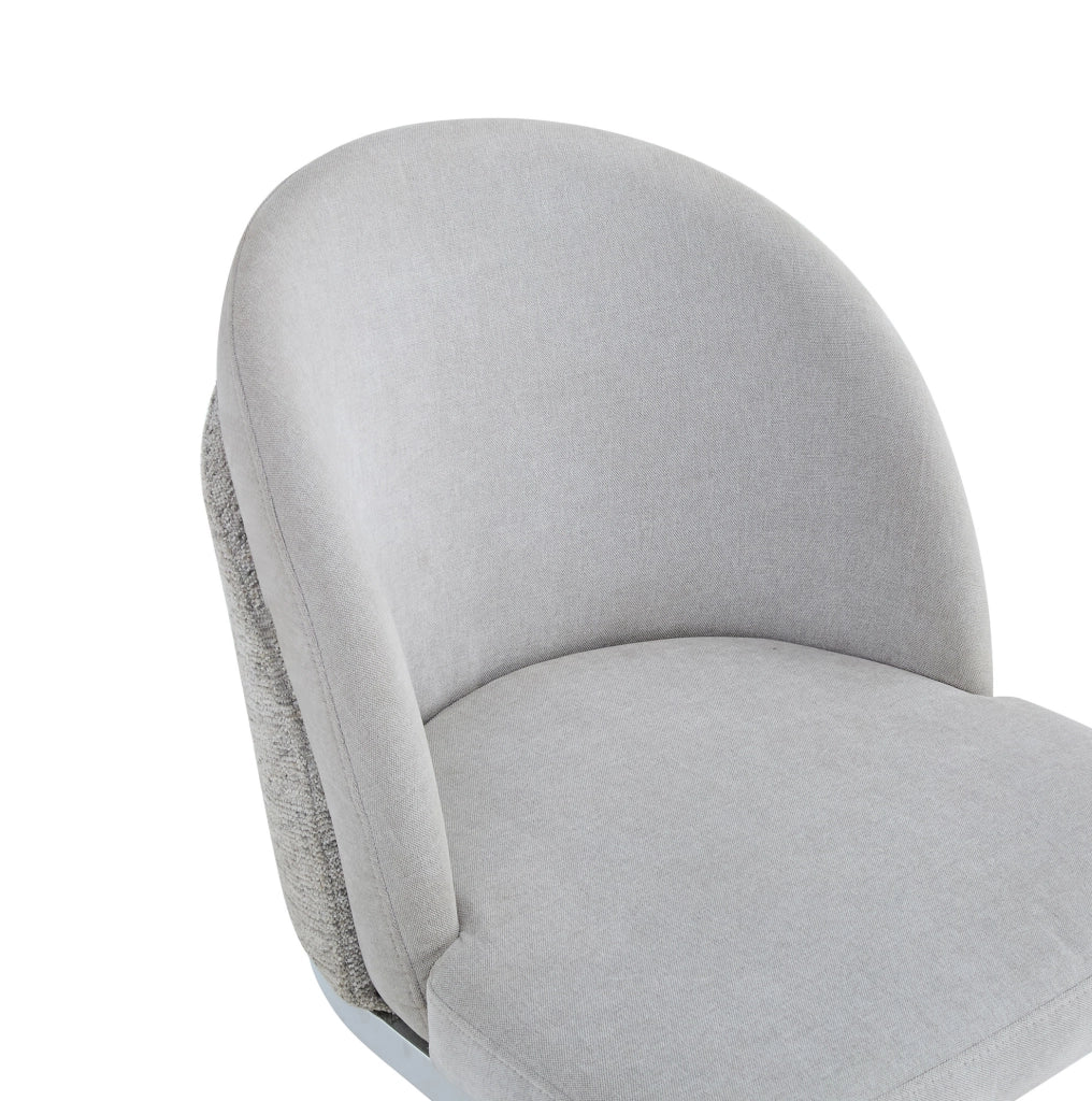 Set 2 sedie da pranzo in ciniglia grigio chiaro con gambe argento HOMVRA