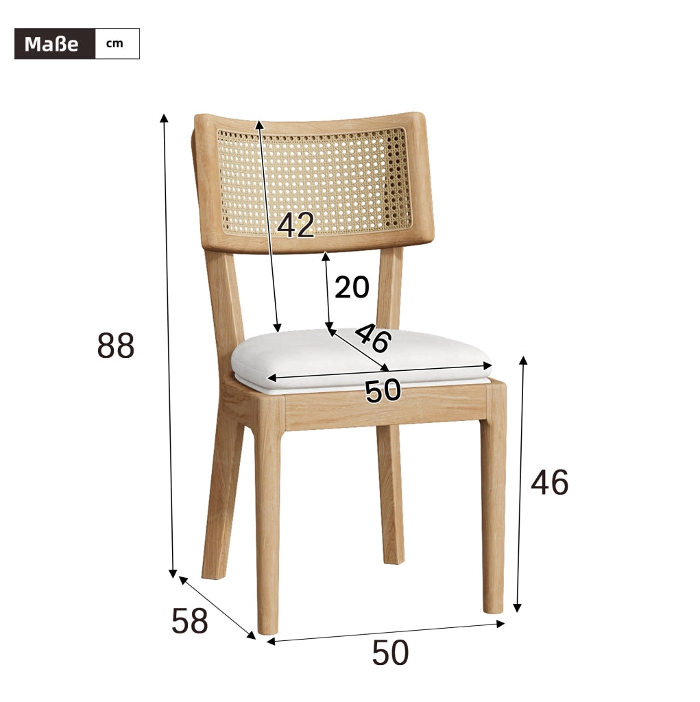 Set di 6 sedie in legno con schienale in rattan
