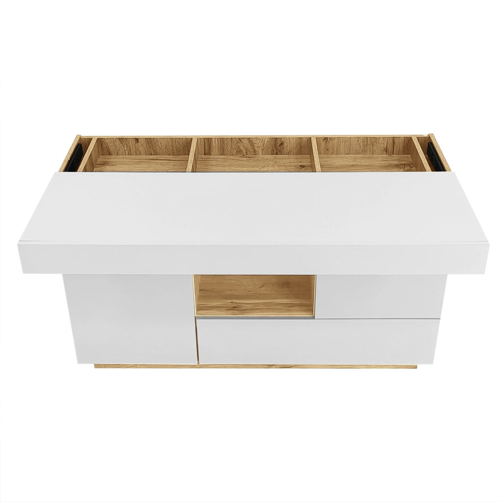 Sideboard a specchio con LED colorati - Zephmum - Con cassetti