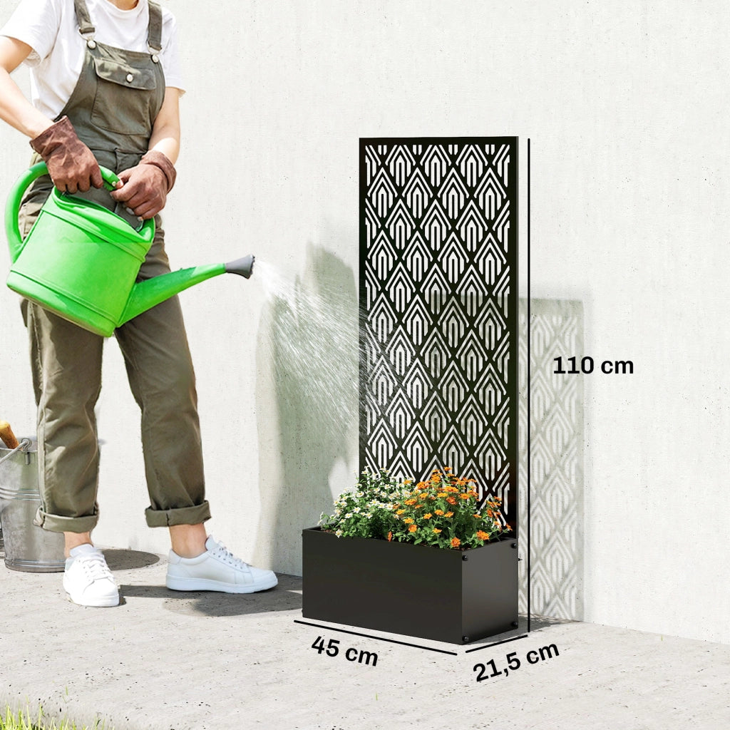 Jardiniere con griglia ¨C Minimal ¨C nero metallo 45x21.5x110