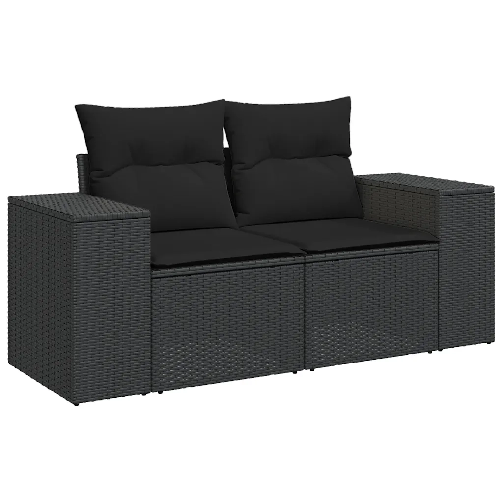 Set Divani da Giardino con Cuscini 7pz Nero Polyrattan 3222594