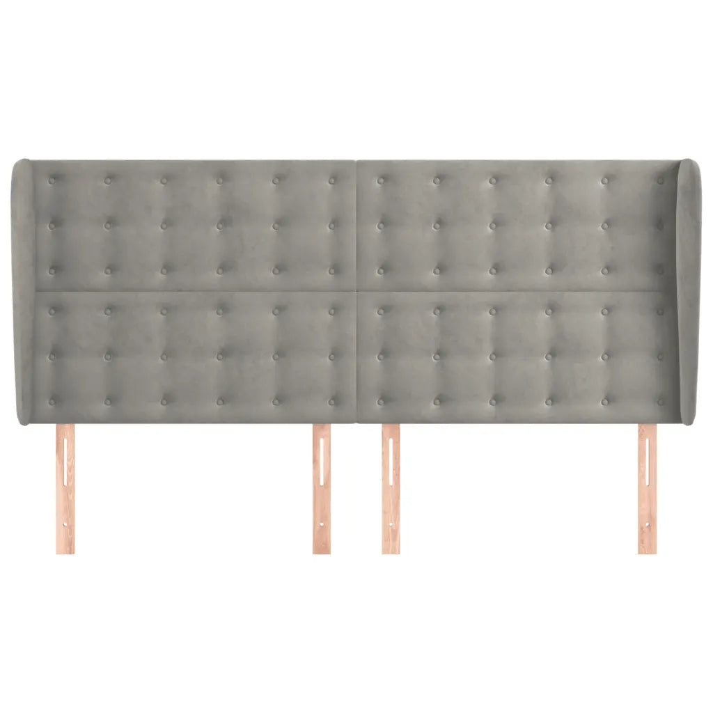 Testiera | Testata ad Orecchio Grigio Chiaro 183x23x118/128 cm in Velluto