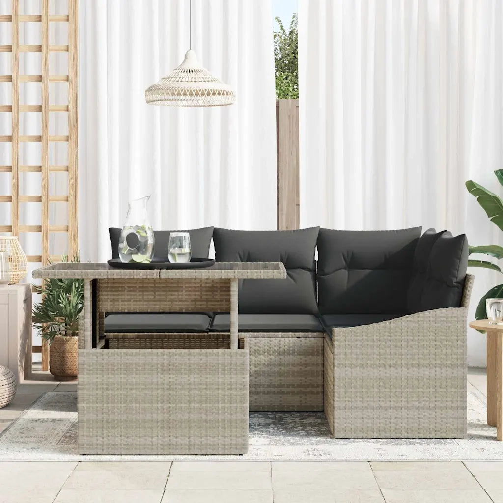 Set Divano da Giardino 5 pcs Grigio chiaro polyrattan 3348998
