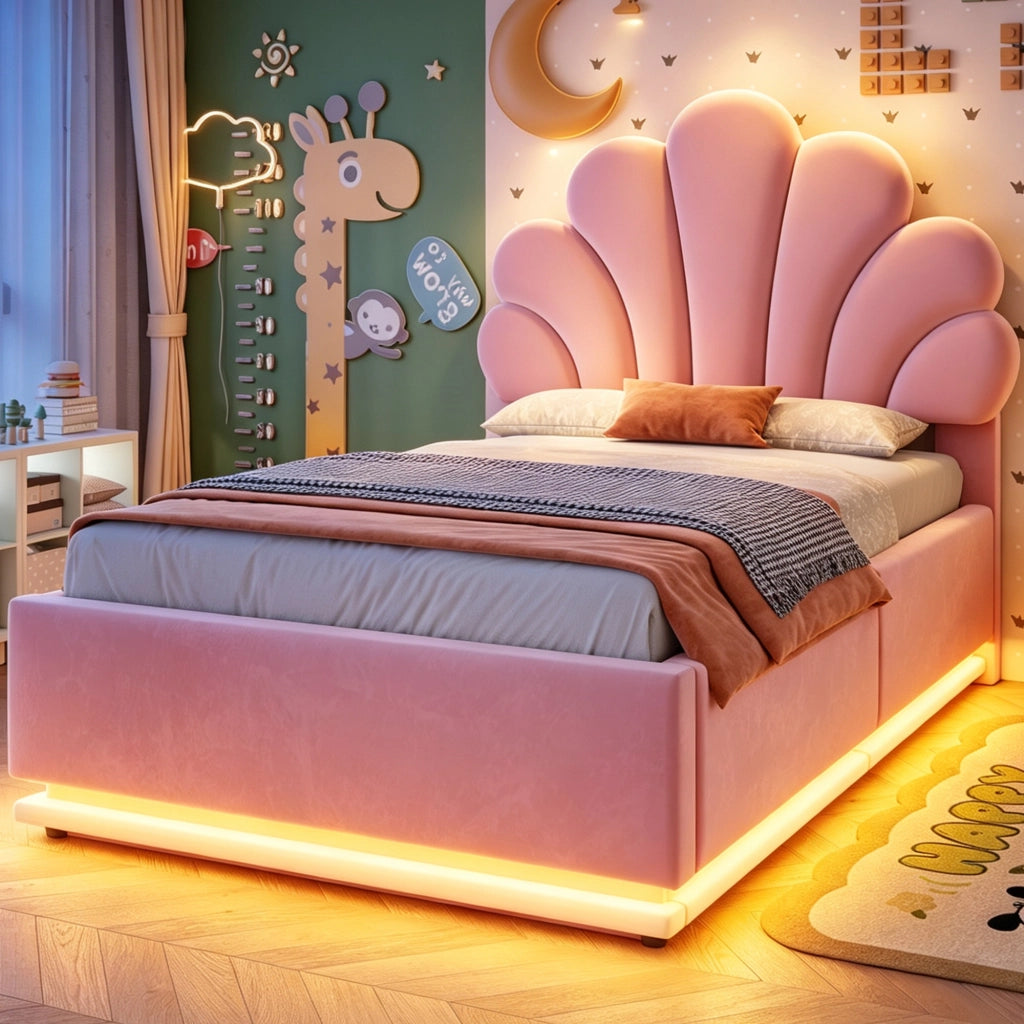letto imbottito velluto rosa 90 x 200 cm