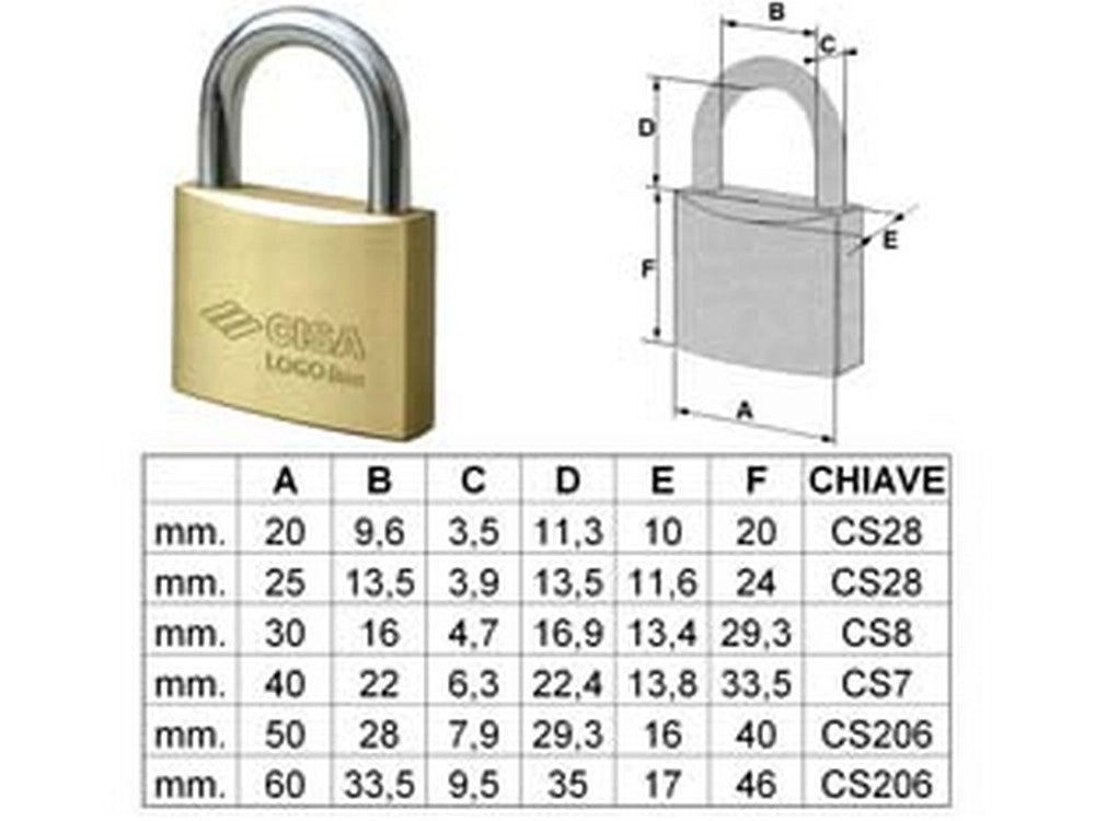 12pz lucchetto logo ottone arco normale 21010 - mm.30 ka (art.21010300ka) cod:ferx.fer244558