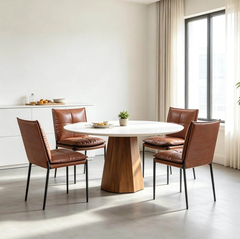 Set di 4 sedie da pranzo imbottite marrone e nero