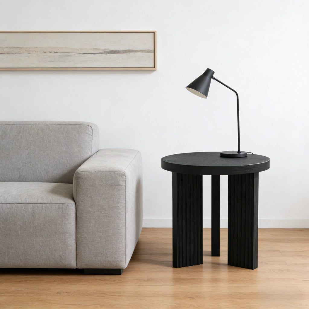 Tavolino rotondo da salotto in MDF nero HOMVRA
