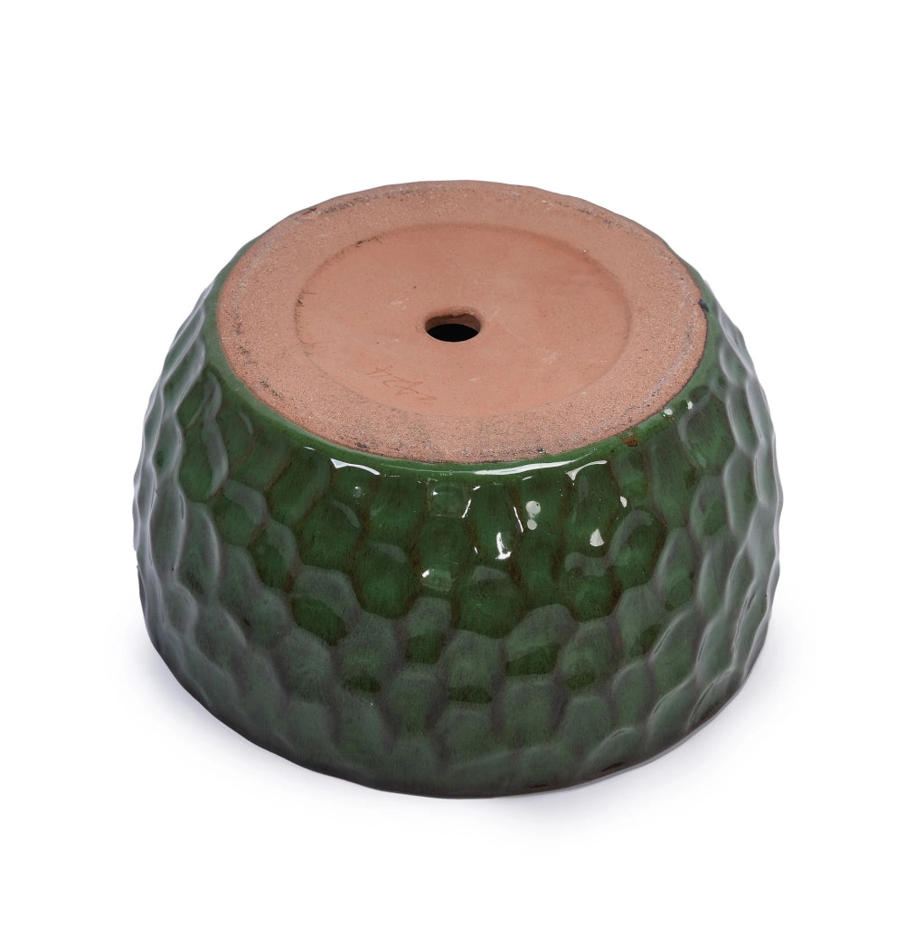 Set di 3 vasi in ceramica smaltata verde antigata con foro di drenaggio, diametri 38,1/30,5/25,4 cm, per interno ed esterno
