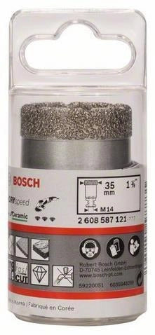 Bosch 2608587121 Fresa Diamantata Dry Speed Best for Ceramic Foratura a Secco per Smerigliatrice Angolare M14 Diametro 35 mm Lunghezza 35 mm colore Nero