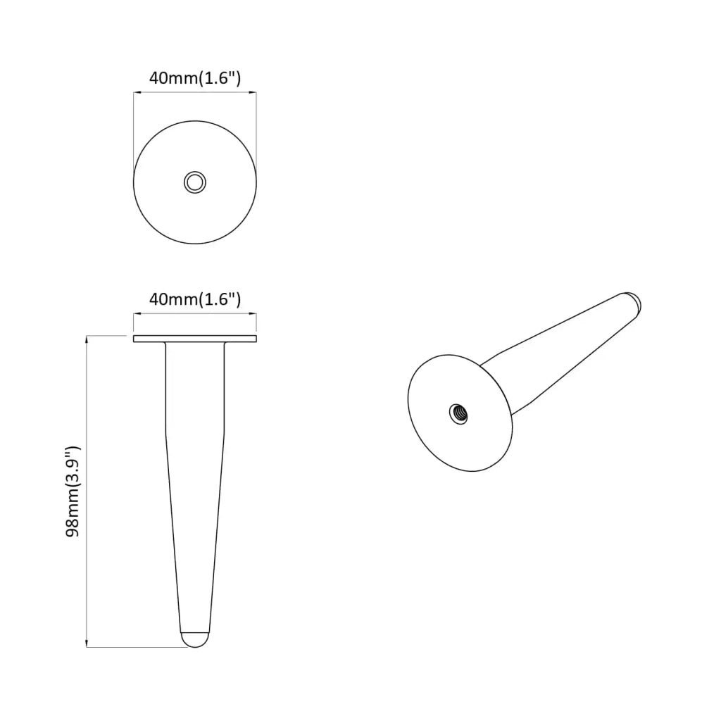Set di 12 piedi di supporto conici design pulito mobile 98 x 40 mm in ferro dorato 02_0051994