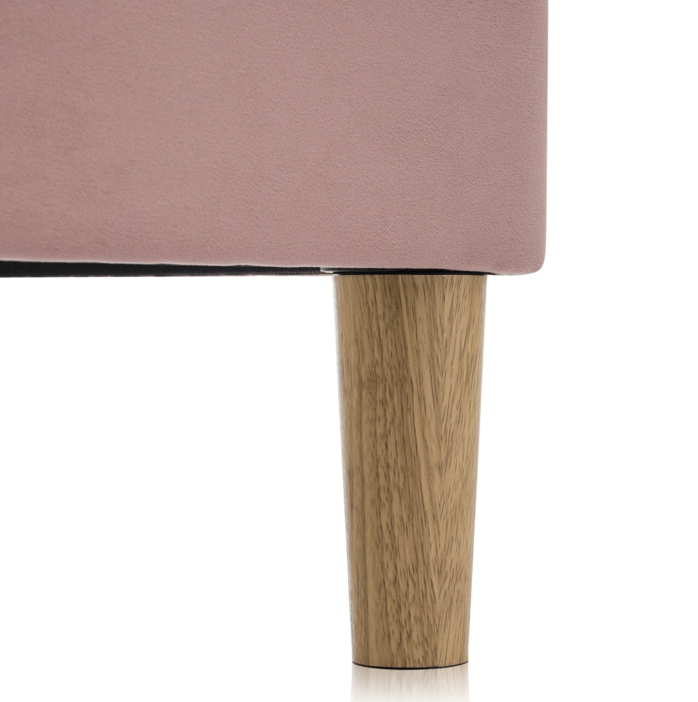 Letto imbottito singolo 90x200 cm in velluto rosa con USB e Type-C