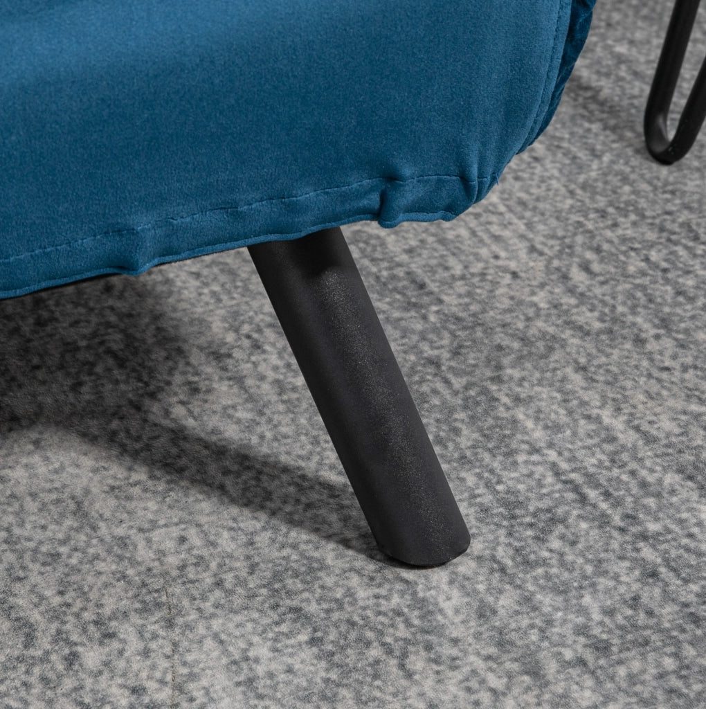 Poltrona letto 102x73x81 cm reclinabile fino a 180° con struttura in acciaio blu
