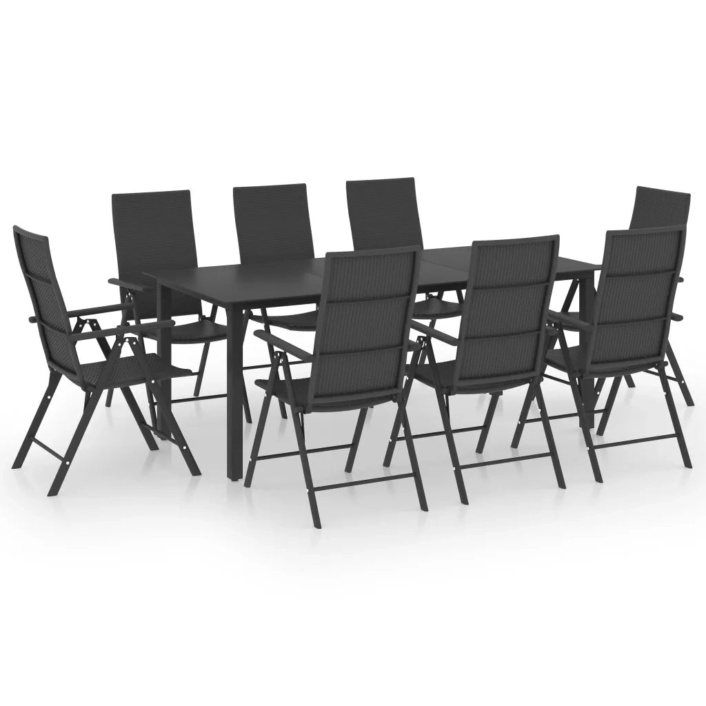 Set da Pranzo da Giardino 9 pz Nero