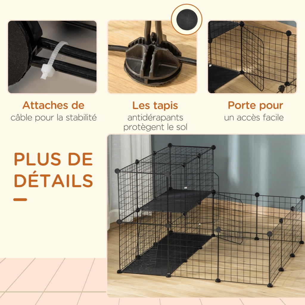 Recinto per Animali Domestici Modulabile ¨C Minimal ¨C 105x105x70 cm Nero