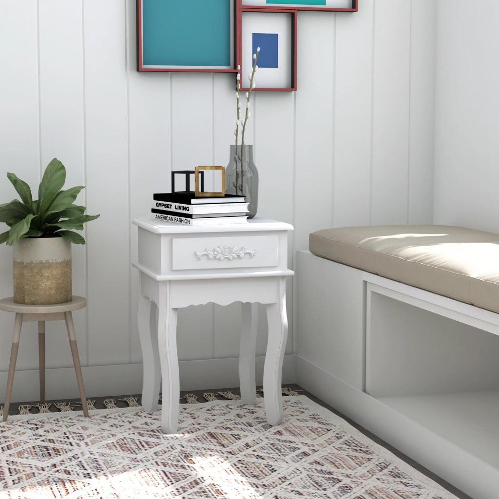 Comodino con 1 Cassetto ¨C zephmum ¨C Bianco Legno 40x35x60 cm