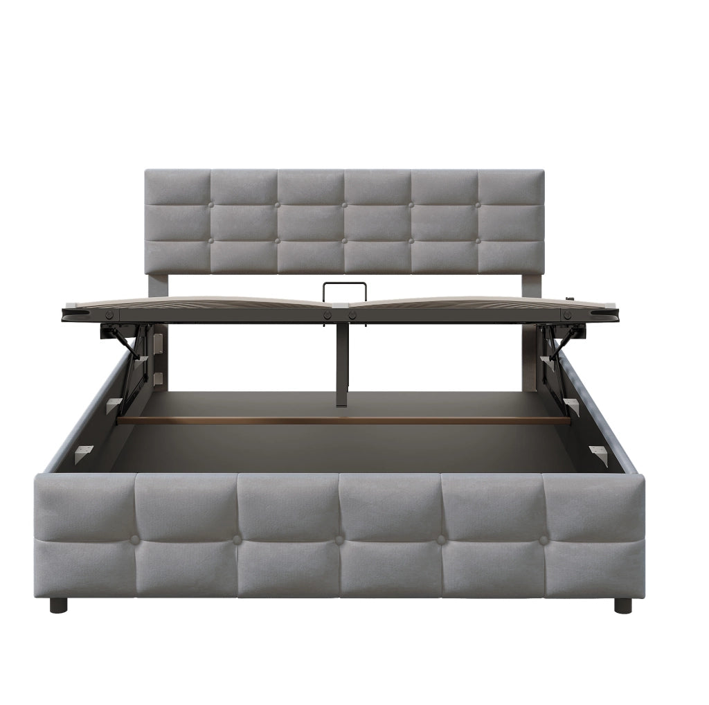 Letto imbottito 180x200 con rete e sollevamento idraulico