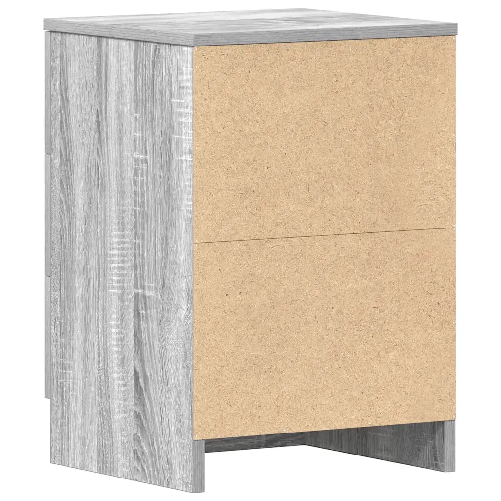 Comodini Grigio Sonoma 2 pz-Set di 2 Tavolino da notte 38x35x56 cm in Legno Multistrato