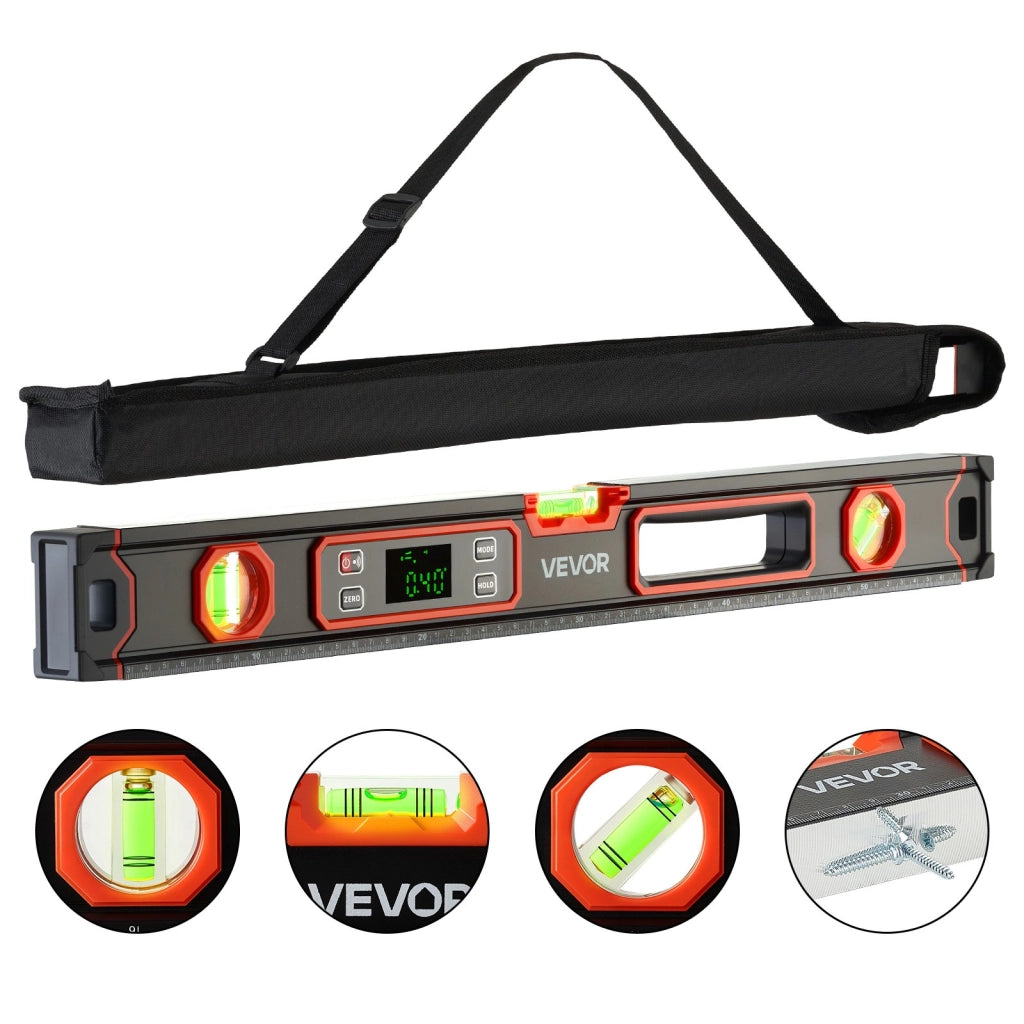 Livella Digitale 600 mm, Inclinometro Elettronica Magnetica ad Alta Precisione con Display LED Retroilluminato, Misurazione a 360°, Fiale a Bolla a 0°