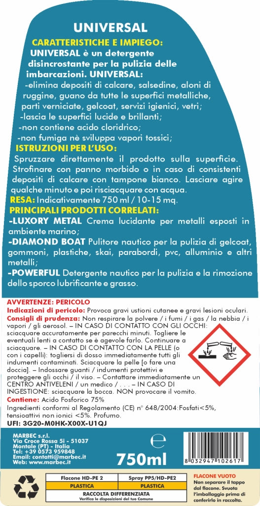 Detergente disincrostante nautico UNIVERSAL   5LT