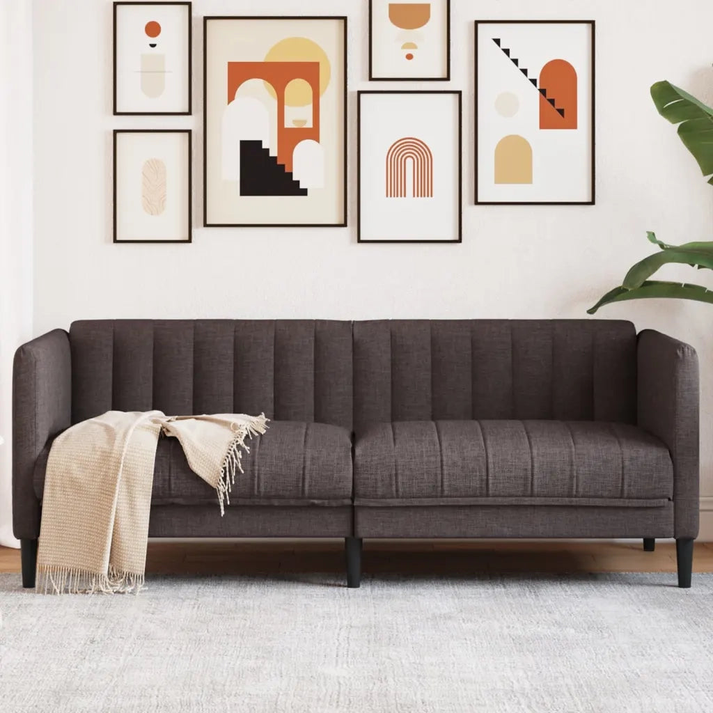 Divano a 2 Posti Marrone Scuro in Tessuto 372607