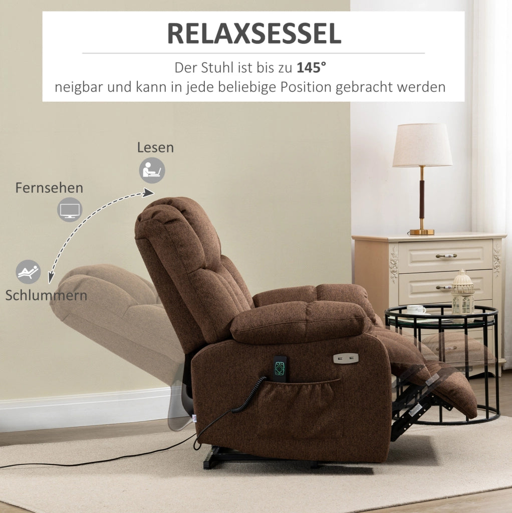 Poltrona relax elettrica alzapersone marrone