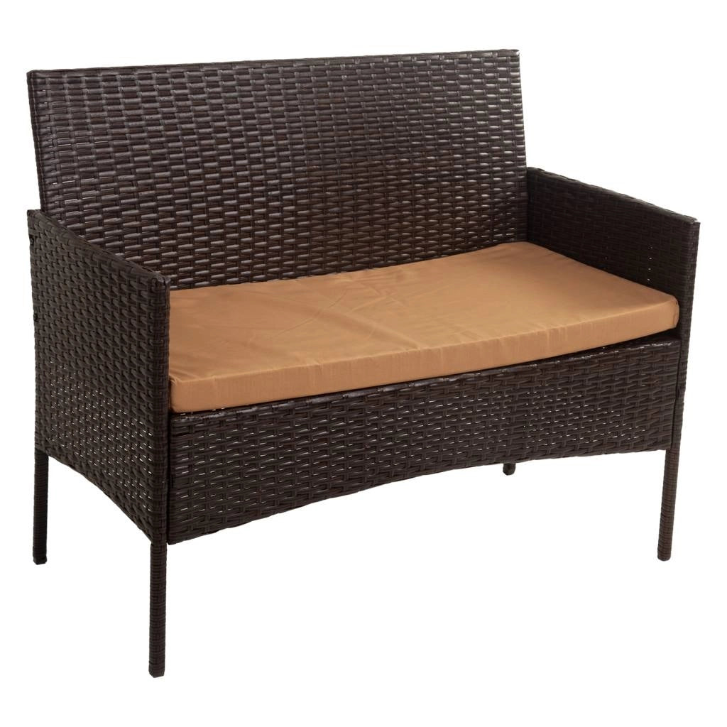 Set tavolo, divano e 2 poltrone marroni