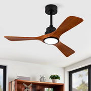 Ventilatore da soffitto 42 pollici nero con LED, 3 pale in legno noce scuro