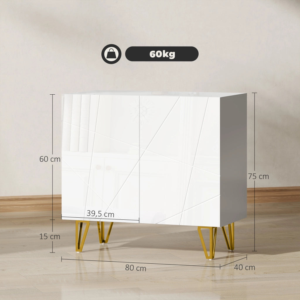 Mobile Ingresso con Ante e Ripiani ¨C Minimal ¨C 80x40x75 Bianco