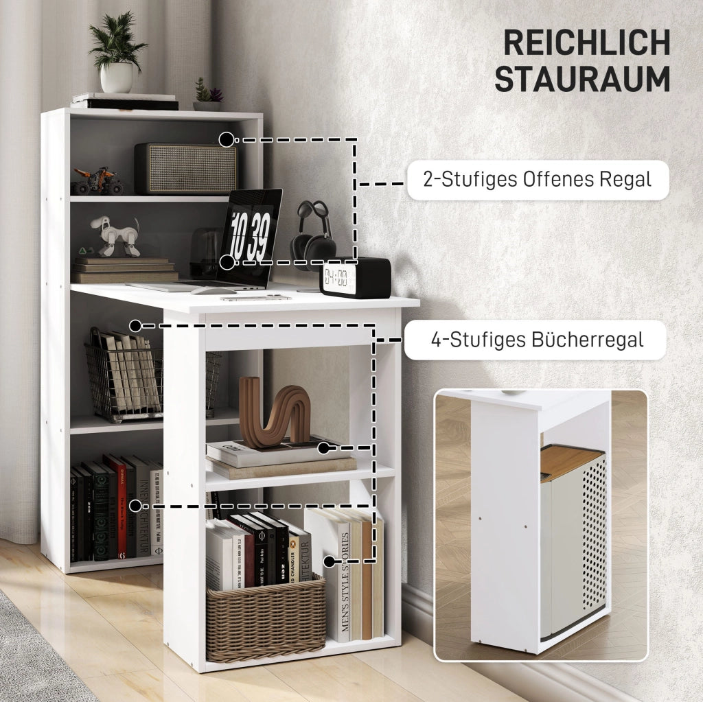 Scrivania bianca con ripiani 120x55x120 cm per ufficio e casa