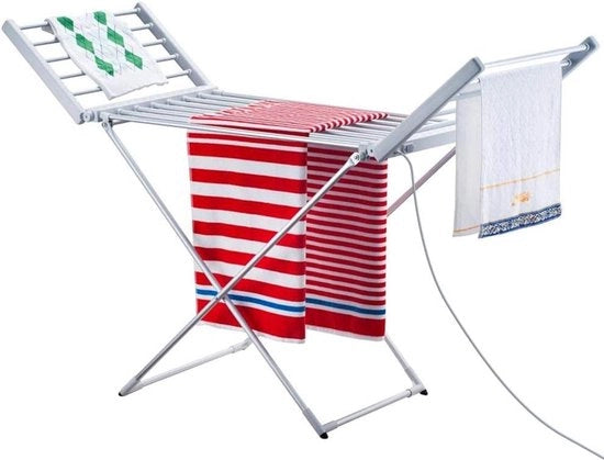 Pieghevole Stendardo Elettrico 220 W con 20 Stami di Alluminio (148 x 53 x 90 cm)