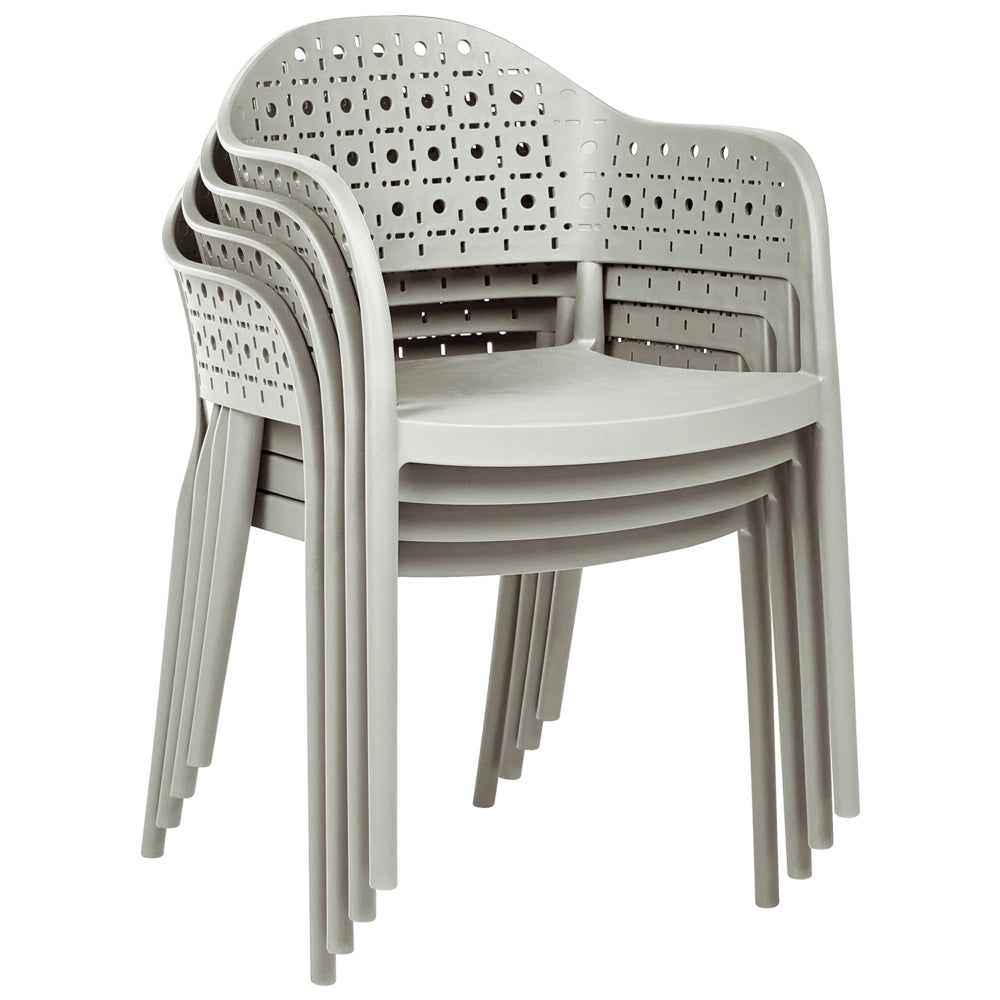 Set di 4 sedie da giardino in materiale sintetico verde chiaro impilabili per interni ed esterni stile classico