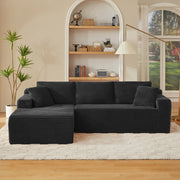 Divano modulare ad angolo nero in schiuma memory con molle e chaise longue ampia