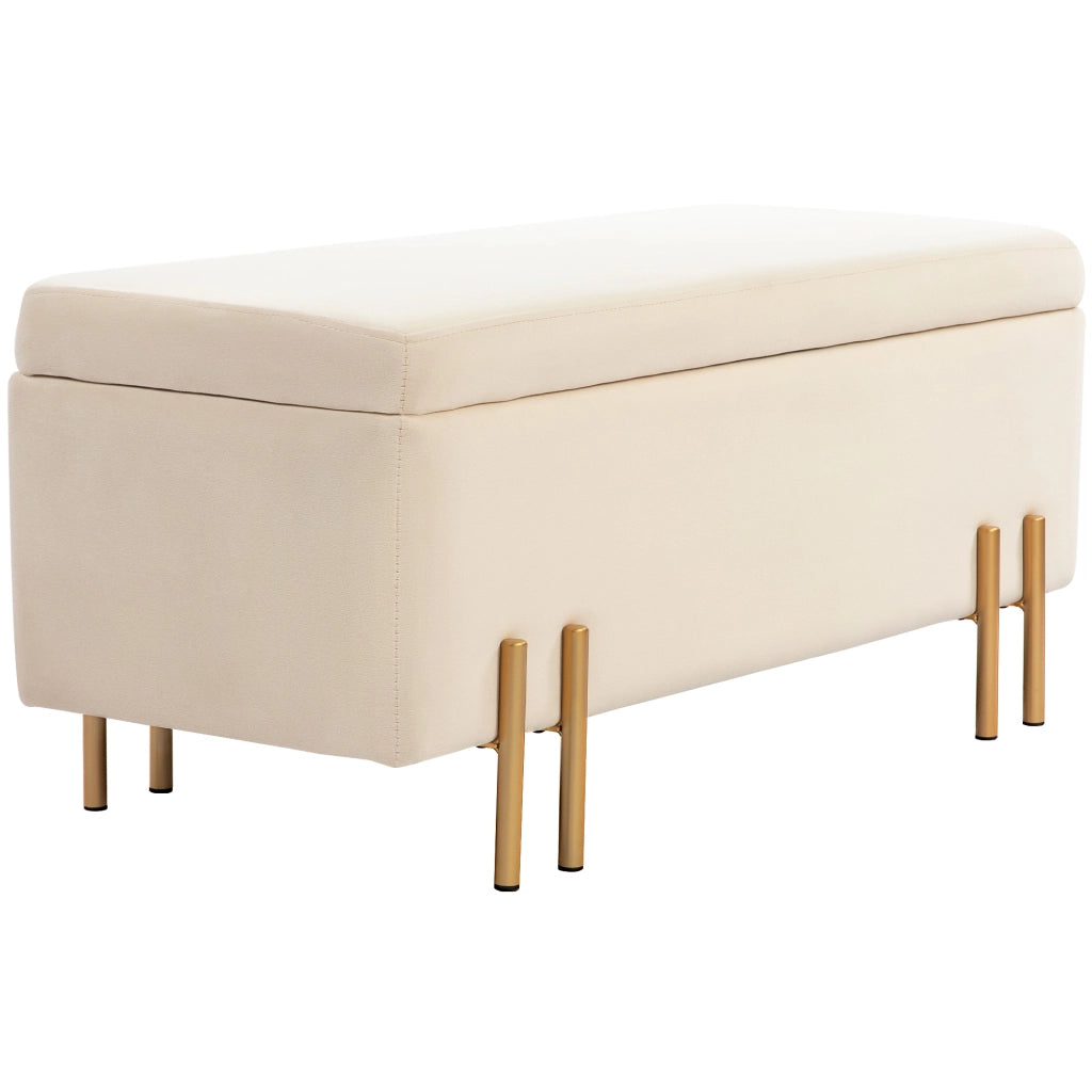 Divano letto imbottito con cassetti ¨C Minimal ¨C Beige, 100x40x42 cm