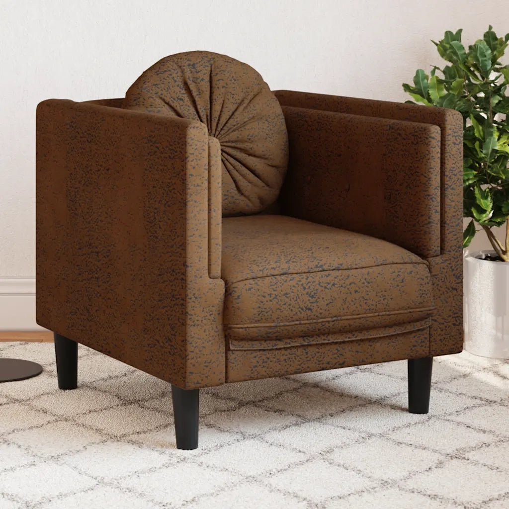 Poltrona | Sedia Relax con Cuscino Marrone in Similpelle Scamosciata