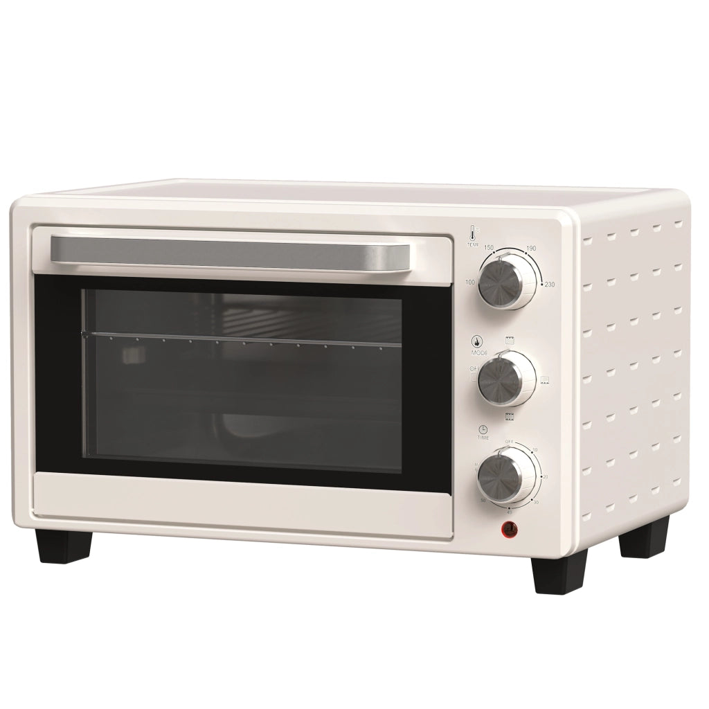 Mini Forno Elettrico 21L Fornetto Compatto da Cucina 100-230°C con Teglia e Griglia 3 Modalita Acciaio Bianco Crema