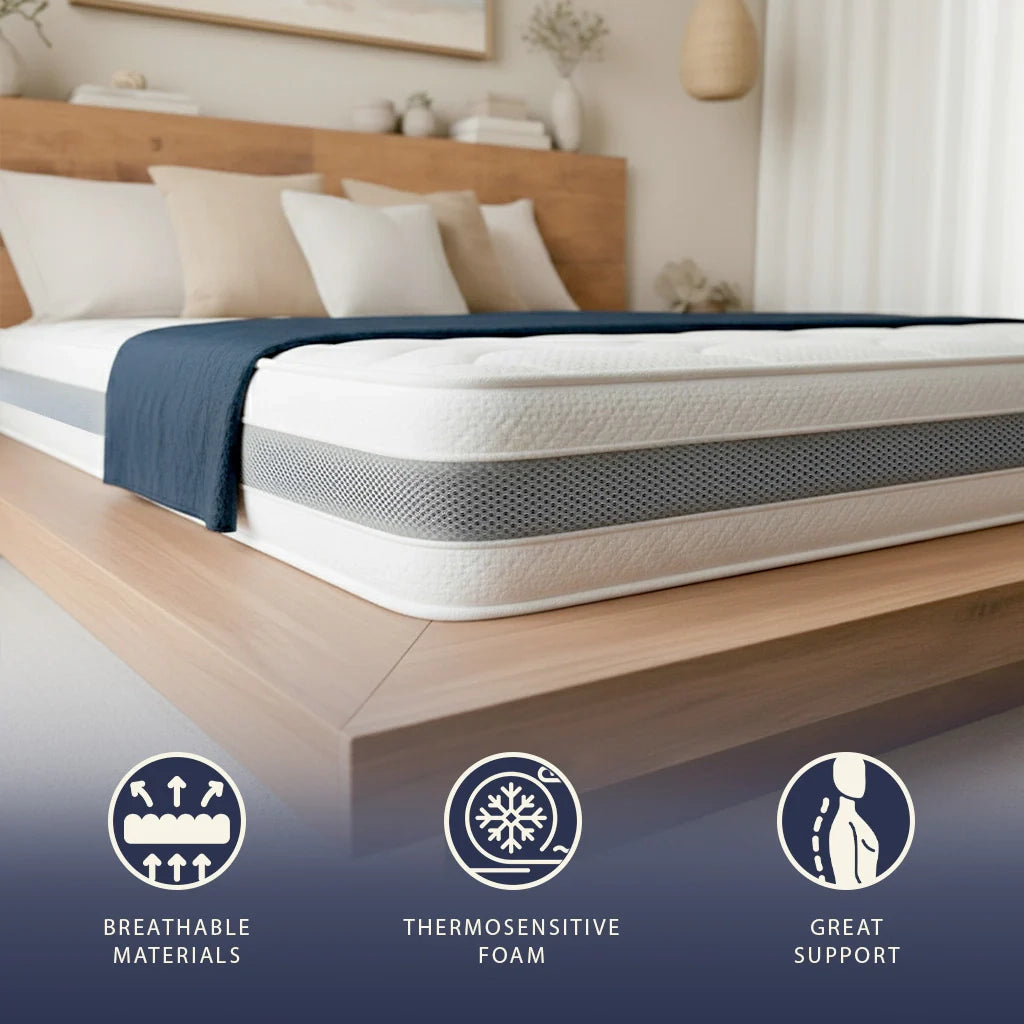 Materasso Una Piazza e Mezza 120x200 Waterfoam Termosensibile | Alta Rigidità, Traspirante e Anallergico | Comfort Stabile e Sostegno Ergonomico | Pratico Imballaggio Sottovuoto